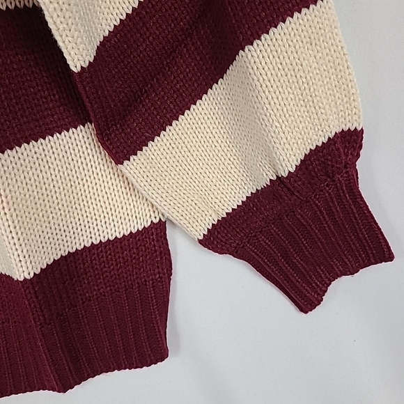 NEW Sew In Love Lucky Strike Burgandy Ivory Striped Round Neck Sweater Sz 3X - Picture 3 of 6